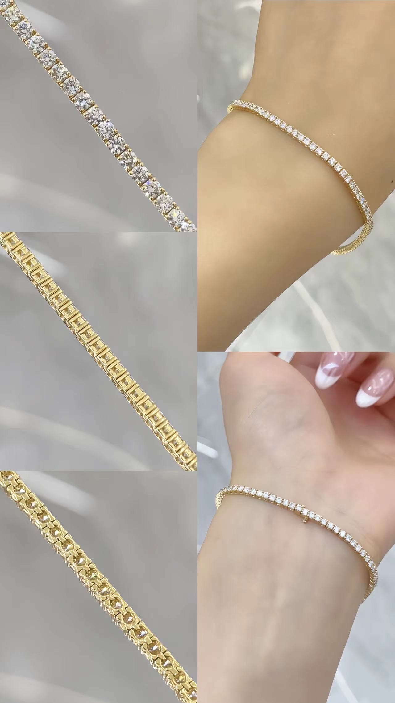 18K 金黃 3 分規格網球手鍊 - 視角 6
