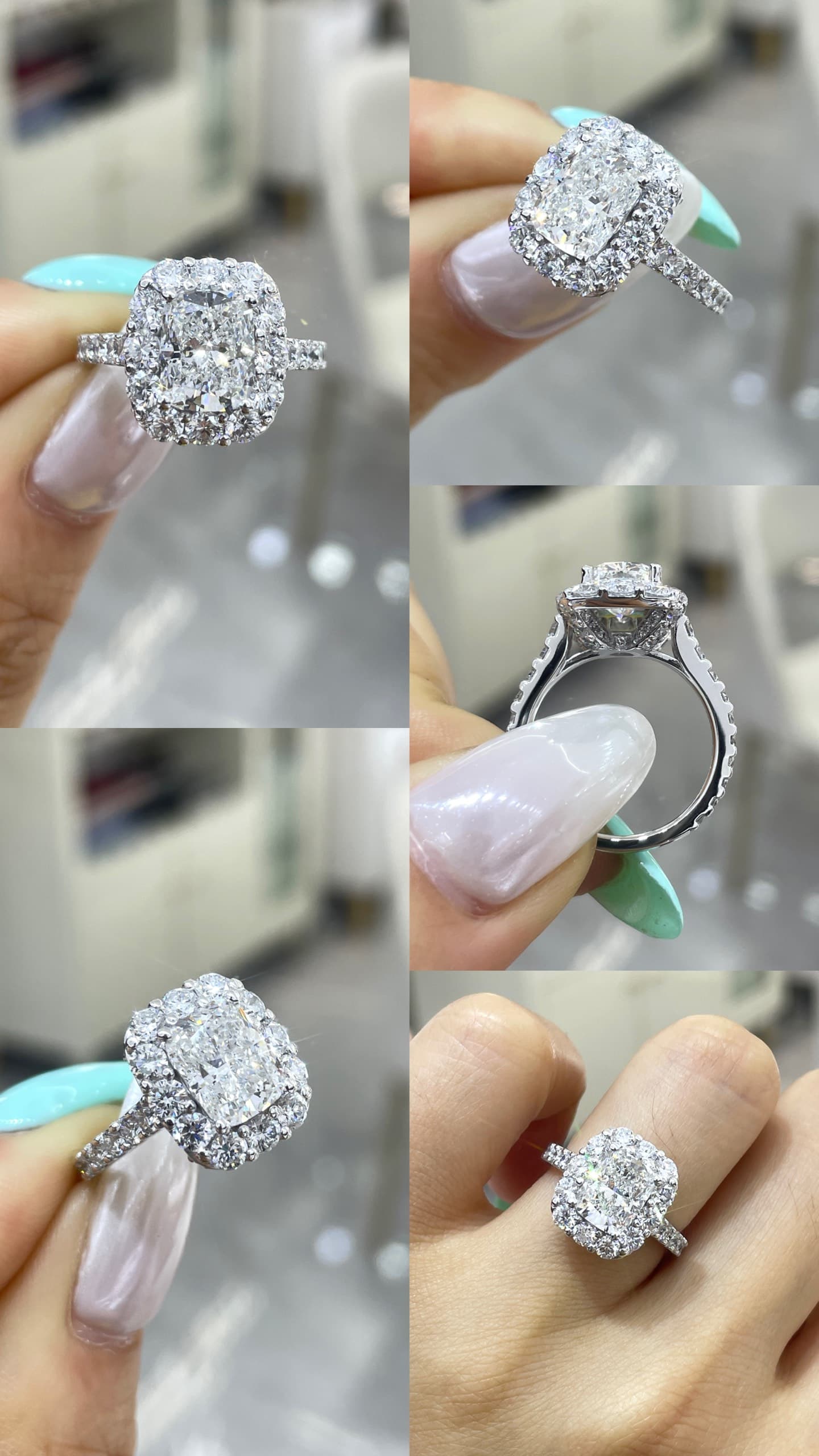 Pt950 墊形 2ct 鑽戒 - 視角 5