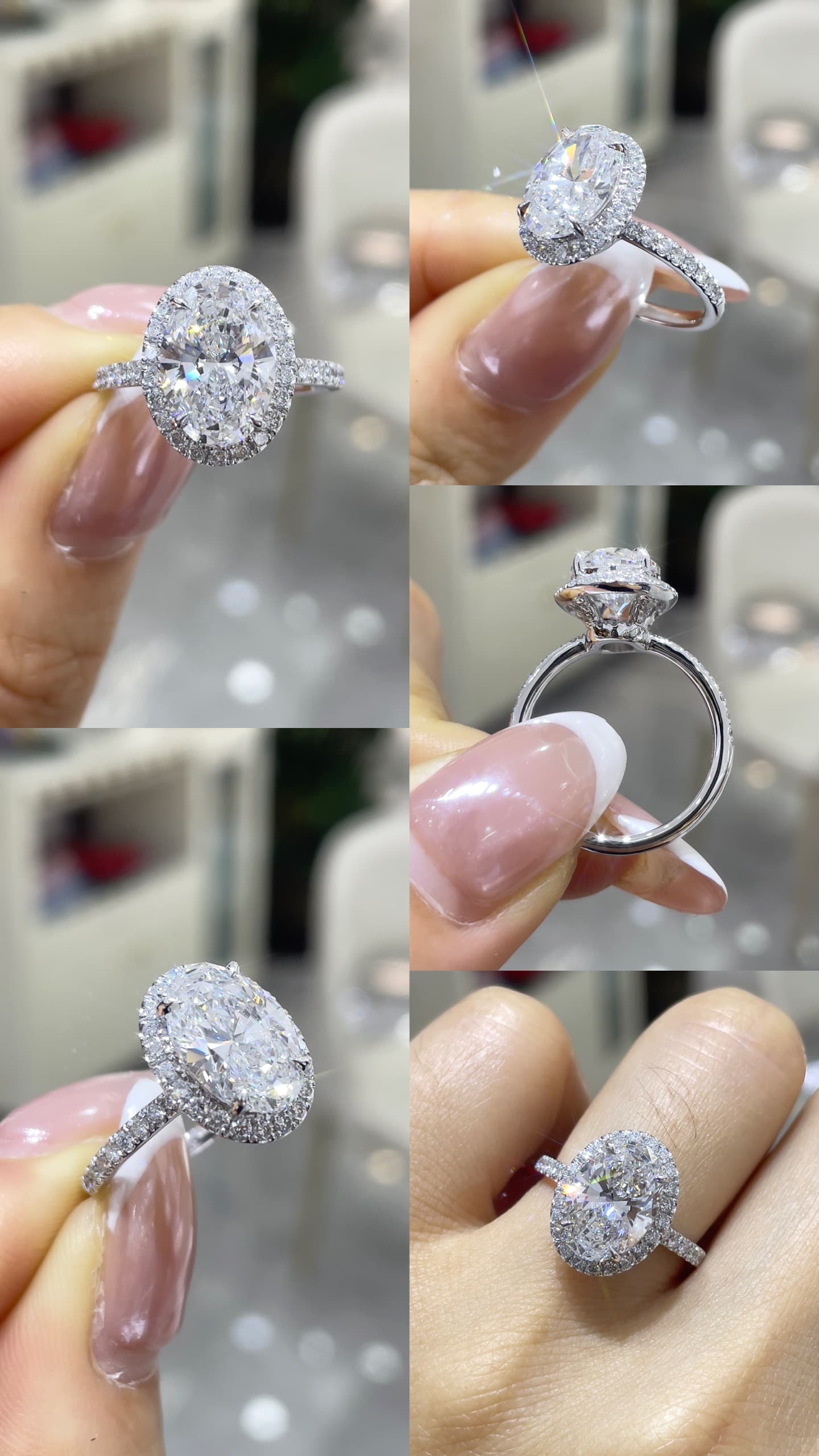 Pt950 3ct橢圓鑽戒 - 視角 1
