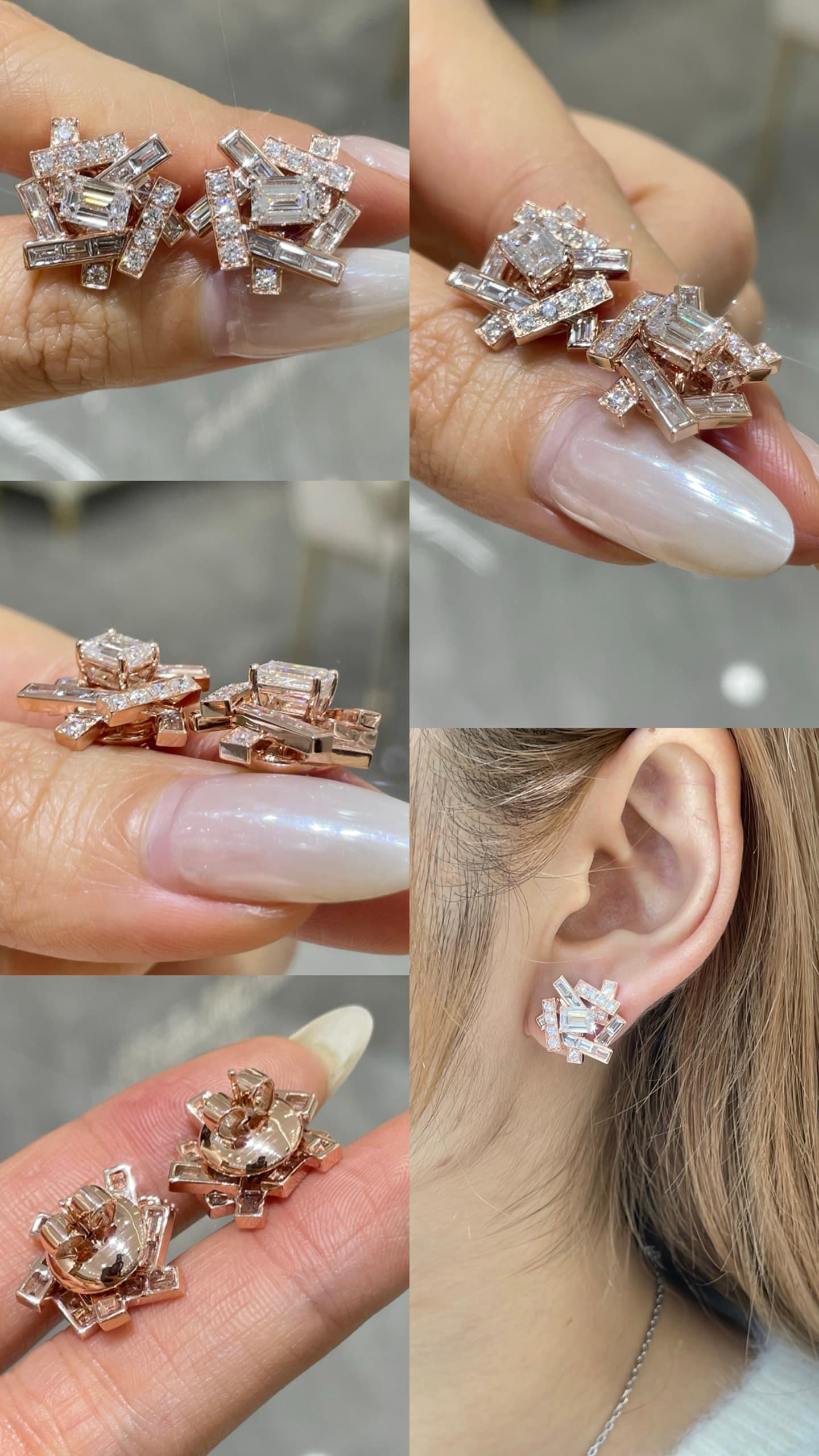 18K 金鑽石耳釘 - 視角 5