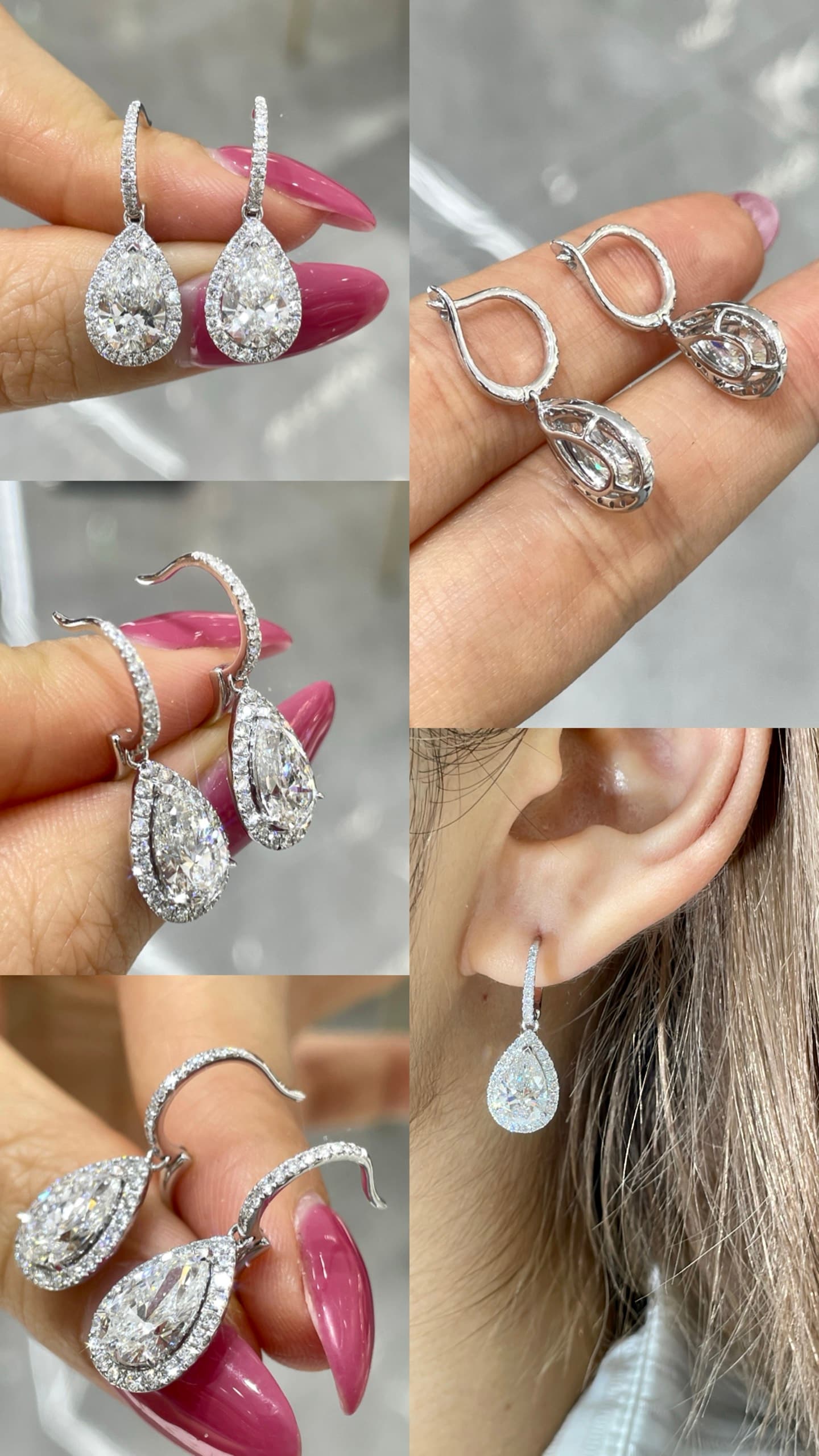 18K 水滴鑽石耳環 - 視角 5