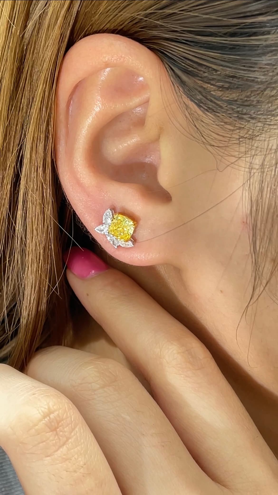 18K + 14K 分色墊形耳釘 - 視角 5