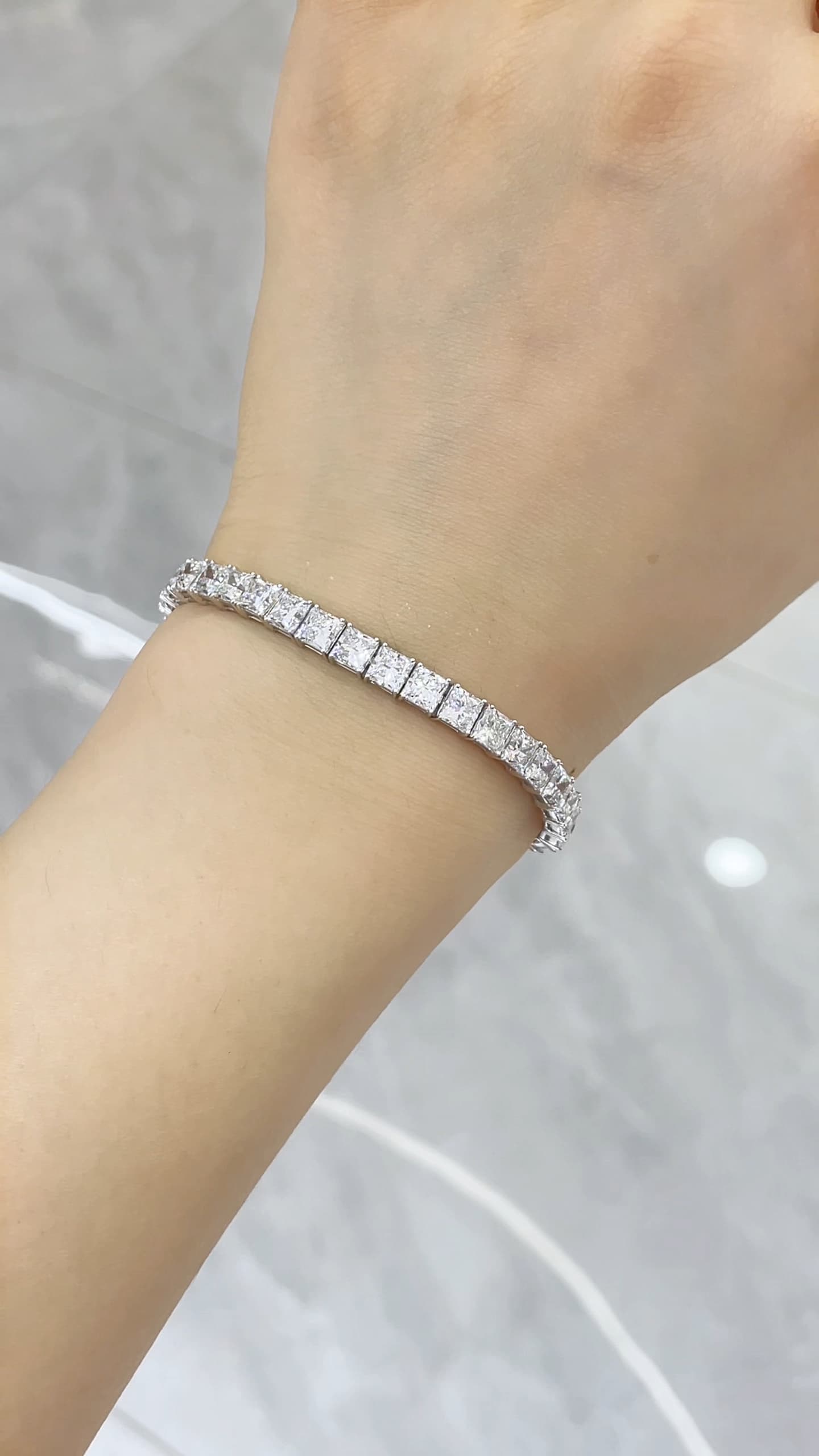 18K 50分公主方鑽石手鍊 - 視角 4