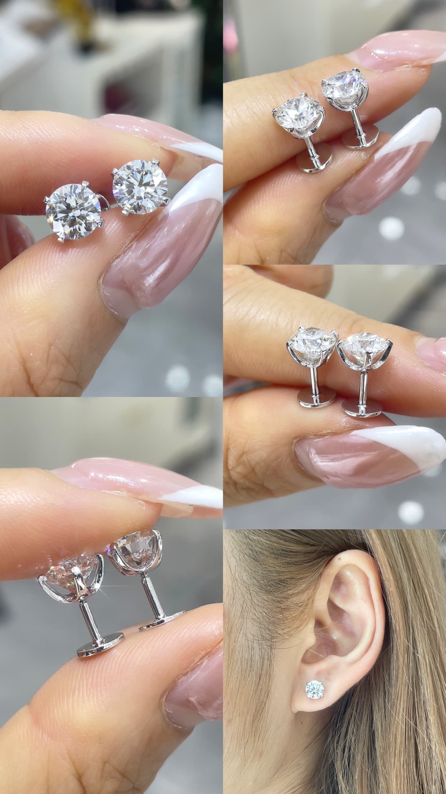 18K 金 單顆 1ct 牛頭四爪耳釘 - 視角 6